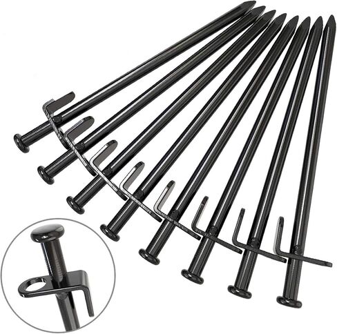 Tent Stakes Heavy Duty, BareFour 8-Inch Camping Stakes，4-Pack Forged Steel Tent Pegs Unbreakable and Inflexible - Available in Rocky Place Dessert Snowfield and Grassland in Saudi Arabia