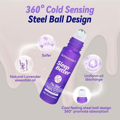 Essential Oil Serum Roll On 10ml,Herbal Essential Oil Blend Roller Ball for Adults,Oil-Free Lavender Scent in Saudi Arabia