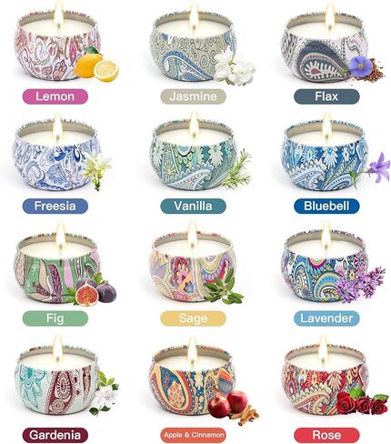 12 PCS Christmas Scented Candles Gifts for Women, Soy Wax Candles with Essential Oils Aromatherapy Candles for Home Scented, Stress Relief, Bath,Yoga, Christmas Thanksgiving Gift in Saudi Arabia