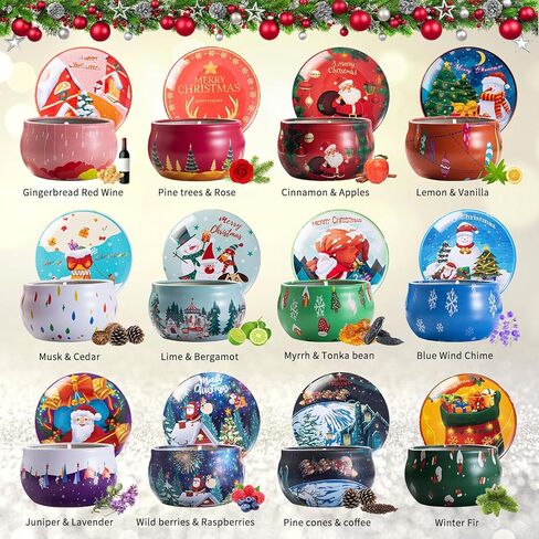 12 PCS Christmas Scented Candles Gifts for Women, Soy Wax Candles with Essential Oils Aromatherapy Candles for Home Scented, Stress Relief, Bath,Yoga, Christmas Thanksgiving Gift in Saudi Arabia