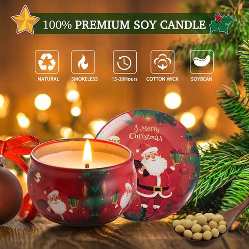 12 PCS Christmas Scented Candles Gifts for Women, Soy Wax Candles with Essential Oils Aromatherapy Candles for Home Scented, Stress Relief, Bath,Yoga, Christmas Thanksgiving Gift in Saudi Arabia