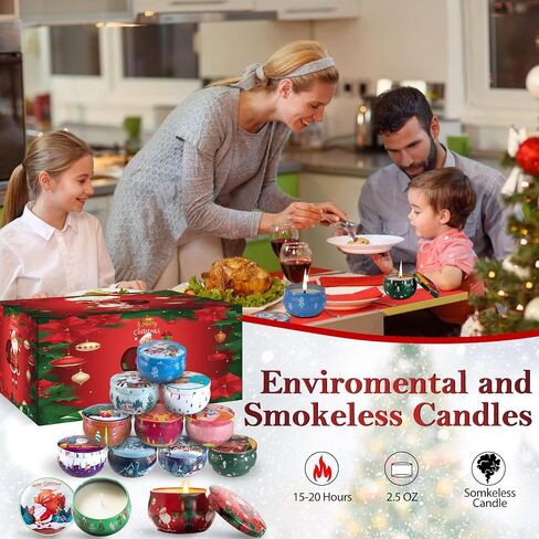 12 PCS Christmas Scented Candles Gifts for Women, Soy Wax Candles with Essential Oils Aromatherapy Candles for Home Scented, Stress Relief, Bath,Yoga, Christmas Thanksgiving Gift in Saudi Arabia