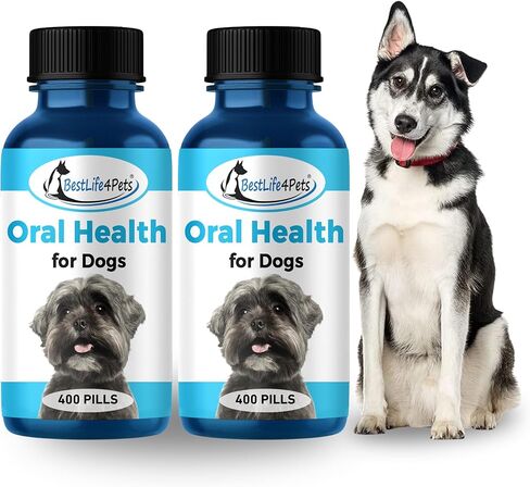 مكمل العناية بالأسنان لصحة الفم من بيست لايف فور بيتس للكلاب - مزيل الجير من التهاب الفم والتحكم في التهاب اللثة - مضاد للالتهابات وتخفيف آلام الأسنان واللثة - حبوب طبيعية سهلة الاستخدام (عبوتان) in Kuwait