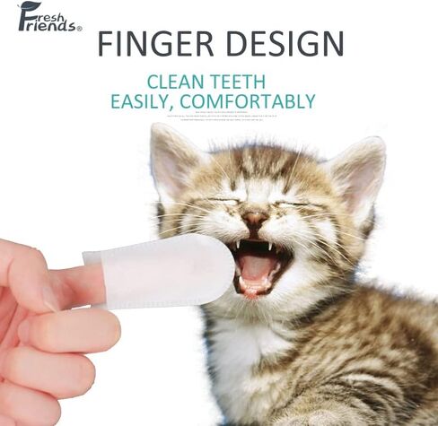 مناديل مبللة لتنظيف أسنان القطط من فريش فريندز - تقلل من البلاك وتنعش التنفس - مناديل مبللة للحيوانات الأليفة للقطط - صحة الفم للقطط - مناديل أسنان القطط - 50 قطعة - نكهة الحليب in Kuwait