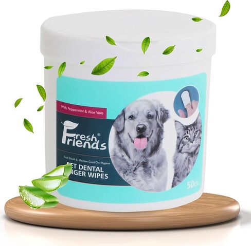مناديل مبللة لتنظيف أسنان القطط من فريش فريندز - تقلل من البلاك وتنعش التنفس - مناديل مبللة للحيوانات الأليفة للقطط - صحة الفم للقطط - مناديل أسنان القطط - 50 قطعة - نكهة الحليب in Kuwait