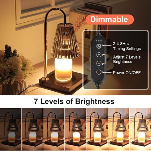 مصباح تسخين الشموع من Yuichoy مع مؤقت، سخان شموع كهربائي قابل للتعتيم، مصباح شمع زجاجي لشمعة الجرة، أسود in Kuwait