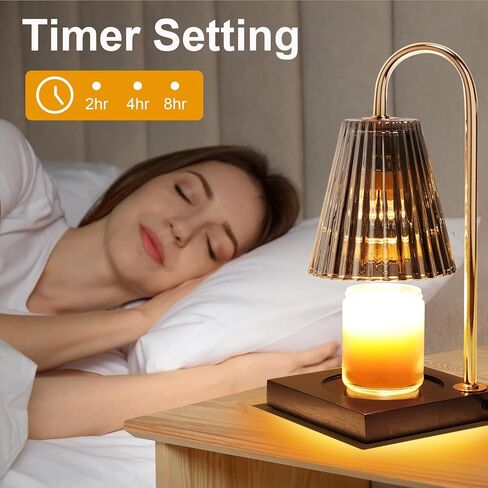 مصباح تسخين الشموع من Yuichoy مع مؤقت، سخان شموع كهربائي قابل للتعتيم، مصباح شمع زجاجي لشمعة الجرة، أسود in Kuwait