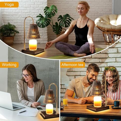 مصباح تسخين الشموع من Yuichoy مع مؤقت، سخان شموع كهربائي قابل للتعتيم، مصباح شمع زجاجي لشمعة الجرة، أسود in Kuwait