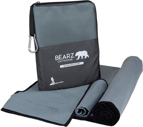 BEARZ Outdoor Travel Towel - Quick Dry Towels for Travel, Microfiber Travel Towel, Backpacking Towel, Microfiber Towels for Body Workout Hiking Gym Camp (Includes Bonus Face Cloth) in Kuwait