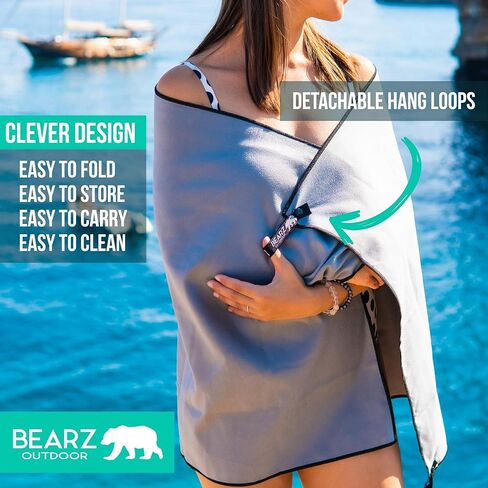 BEARZ Outdoor Travel Towel - Quick Dry Towels for Travel, Microfiber Travel Towel, Backpacking Towel, Microfiber Towels for Body Workout Hiking Gym Camp (Includes Bonus Face Cloth) in Kuwait