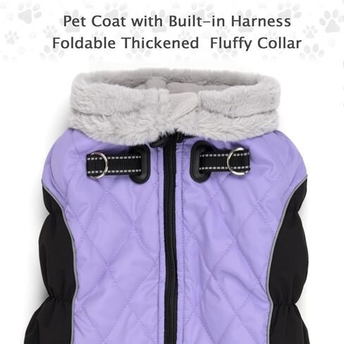 WOYYHO Dog Winter Coat Reflective Warm Waterproof Dogs Clothes with Built-in Harness Windproof Pet Dog Jackets for Small Medium Large Dogs (Red, Small) in Kuwait