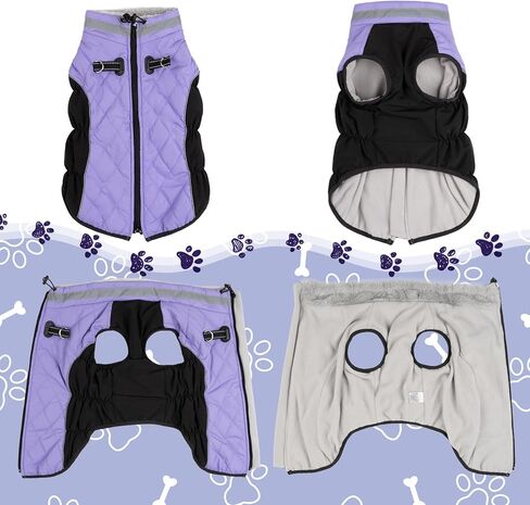 WOYYHO Dog Winter Coat Reflective Warm Waterproof Dogs Clothes with Built-in Harness Windproof Pet Dog Jackets for Small Medium Large Dogs (Red, Small) in Kuwait