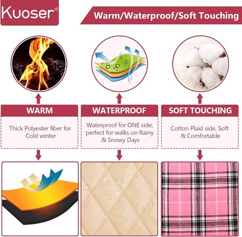 Kuoser معطف دافئ للكلاب، سترة قابلة للعكس للكلاب، معطف شتوي مقاوم للماء، ملابس للكلاب على الطراز البريطاني، ملابس منقوشة للكلاب الأليفة، معاطف للطقس البارد، سترة ثلجية مريحة للكلاب الصغيرة والمتوسطة والكبيرة، أصفر L in Kuwait