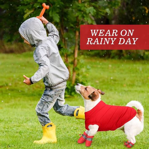 Winter Puppy Dog Coat and 4 Pieces Waterproof Dog Shoes Warm Dog Jacket Waterproof Windproof Pet Clothes Snowsuit Warm Fleece Lining Padded Pet Clothes Dog Adjustable Shoes for Small Pet Dogs Cat in Saudi Arabia