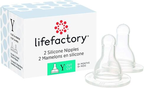 Lifefactory Stage 3 Nipples for 4oz & 9oz Glass Bottles, 2 Pk, Clear | Silicone, BPA Free, Reusable, Dishwasher Safe in Kuwait