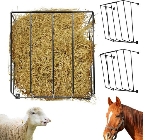Zonon 3 قطع Hay Feeder جدار جبل انفصال الماعز القش الرف 23.62x22.76x11.81 بوصة متعددة الجوانب حامل القش الخيول الثقيلة لوازم تغذية الحصان للتركيب بدون جهد مزرعة كشك الحصان in Kuwait