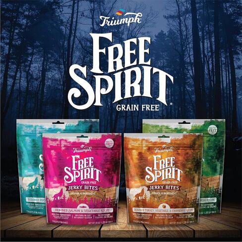 وصفة Triumph Free Spirit الخالية من الحبوب بالسلمون والخضار Jerky Bites Soft Dog Treats | 24 أونصة in Kuwait