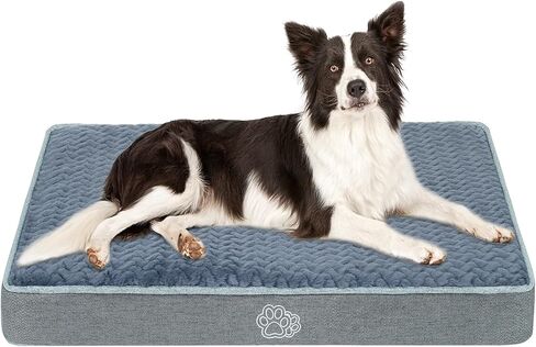 سرير قفص للكلاب من إمبسين - وسادة لقفص الكلاب، بساط قفص للحيوانات الأليفة قابل للعكس مع غطاء قابل للغسل وقابل للإزالة، وسادات بيت الكلب لأقفاص الكلاب مناسبة للكلاب من S إلى XXL - رمادي حجري in Kuwait