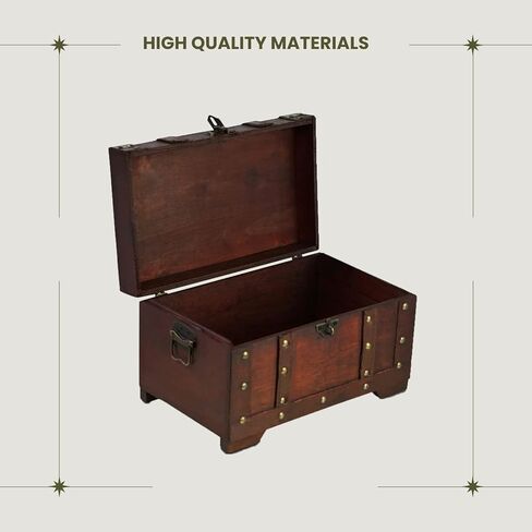 Brynnberg - صندوق تخزين كنز القرصان المزخرف العتيق - ميامي 11x6.7x6.3 - صندوق صندوق خشبي/خشبي متين مصنوع يدويًا مع قفل - أفضل هدية in Kuwait
