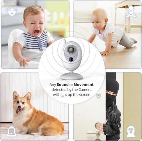 جهاز مراقبة الأطفال DUOYOUNG مع كاميرا وفيديو صوتي لمراقبة الأطفال بدون WiFi 2.4 بوصة مع دوارة إمالة، وضع VOX، رؤية ليلية، محادثة ثنائية الاتجاه، تذكير للتغذية، درجة الحرارة، تهويدة، نطاق 1000 قدم in Kuwait