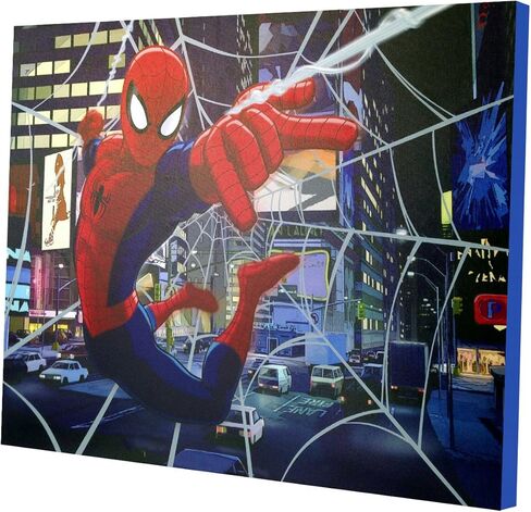 لوحة فنية جدارية من القماش LED من Idea Nuova Spider-Man، ديكور منزلي للأطفال، غرفة نوم، سبايدرمان / أزرق، 11.50 بوصة × 15.75 بوصة in Kuwait