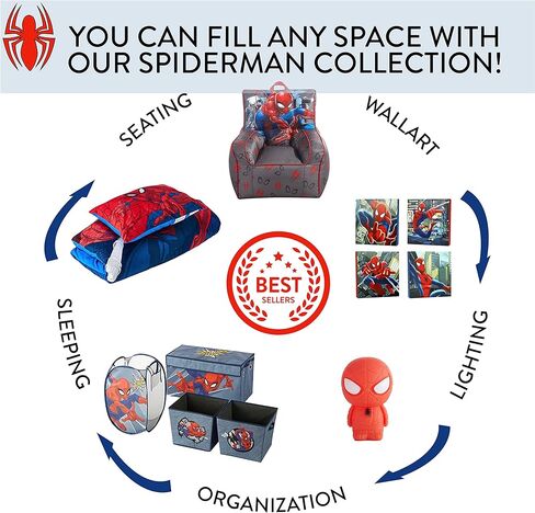 لوحة فنية جدارية من القماش LED من Idea Nuova Spider-Man، ديكور منزلي للأطفال، غرفة نوم، سبايدرمان / أزرق، 11.50 بوصة × 15.75 بوصة in Kuwait