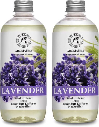 Reed Diffuser Refill Lavender with Lavender Essential Oil 34 Fl Oz - 2 x 500ml - Fragrance Oil Reed Diffuser Refill - Room Diffuser Refill - Lavender Room Freshener - Floral Fragrance in Saudi Arabia