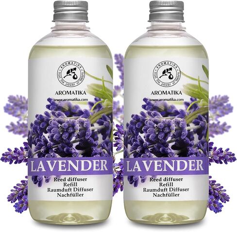Reed Diffuser Refill Lavender with Lavender Essential Oil 34 Fl Oz - 2 x 500ml - Fragrance Oil Reed Diffuser Refill - Room Diffuser Refill - Lavender Room Freshener - Floral Fragrance in Saudi Arabia