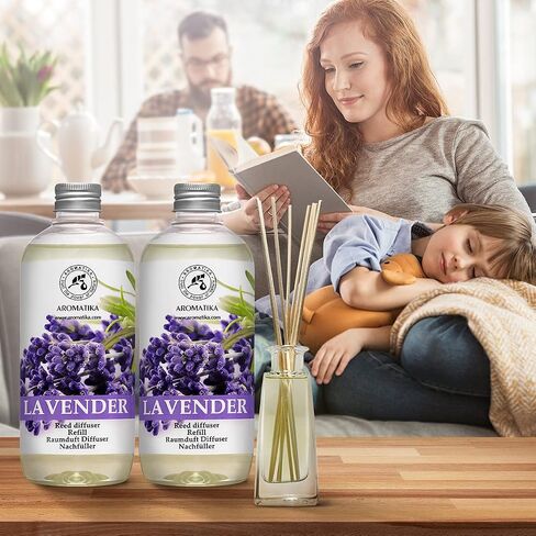 Reed Diffuser Refill Lavender with Lavender Essential Oil 34 Fl Oz - 2 x 500ml - Fragrance Oil Reed Diffuser Refill - Room Diffuser Refill - Lavender Room Freshener - Floral Fragrance in Saudi Arabia