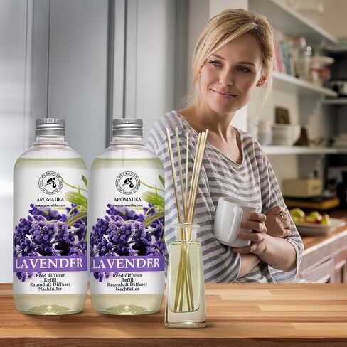 Reed Diffuser Refill Lavender with Lavender Essential Oil 34 Fl Oz - 2 x 500ml - Fragrance Oil Reed Diffuser Refill - Room Diffuser Refill - Lavender Room Freshener - Floral Fragrance in Saudi Arabia