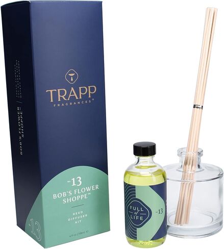 Trapp - No. 13 Bob's Flower Shoppe - Reed Diffuser Kit - 2 Sets of 12 Reeds, Scented Diffuser Oil (4 oz.), Vase - Long Lasting Scent Notes of Fresh Florals, Cut Green Stems, and Watery Accords in Saudi Arabia