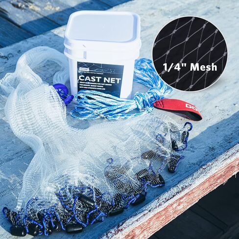 Goture American Fishing Cast Net,Casting Nets Freshwater Saltwater for Bait Fish Shrimp Trap 3ft/4ft/6ft/7ft/8ft/10ft/12ft Radius 1/4 3/8inch Mesh Size,Throw Fishing Castnet with Needle Shuttle in Saudi Arabia