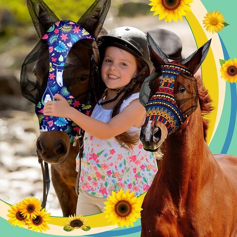 Frienda 3 Pieces Horse Fly Mask with Ears for Horses Face Covering Elasticity Smooth and Comfortable Horse Mask with UV Protection Sun Protection Horse Mask for Horses(M) in Saudi Arabia
