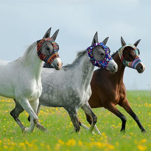 Frienda 3 Pieces Horse Fly Mask with Ears for Horses Face Covering Elasticity Smooth and Comfortable Horse Mask with UV Protection Sun Protection Horse Mask for Horses(M) in Saudi Arabia