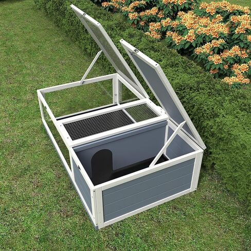 بيت سلحفاة خشبي كبير 2 في 1 بأرجل قابلة للفصل، HSSZXFR موئل السلحفاة على عجلات، قفص زواحف موطن السلحفاة مع صينية مقاومة للماء للحيوانات الصغيرة والسحالي والهامستر in Kuwait