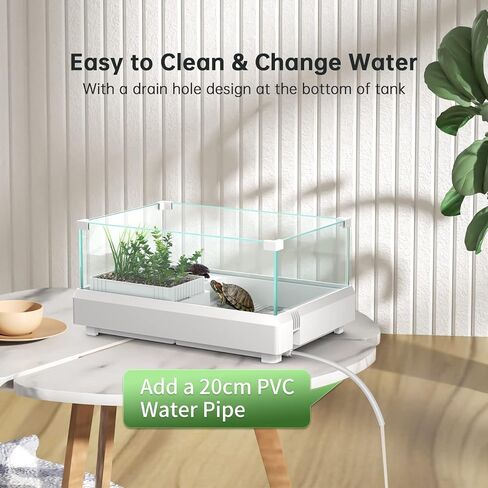 خزان السلحفاة الزجاجي، مرابيات الزواحف لموائل السلحفاة من سيليكار مع منصة تشمس، منطقة متعددة الوظائف، سهلة تغيير المياه، موطن للسلاحف، وسرطان البحر الناسك، والتيرابين والزواحف الصغيرة - كبيرة in Kuwait