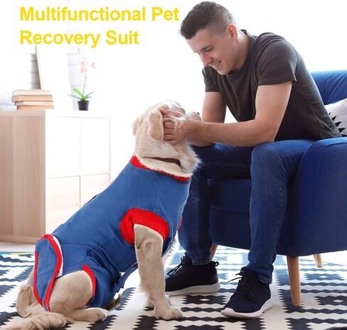 Vanansa Dog Surgical Suit, Dog Surgery Recovery Suit After Surgery Operation, Dog Onsie to Alternative E-Collar After Surgery Wear Dog Medical Clot(Darkgrey-M) in Kuwait