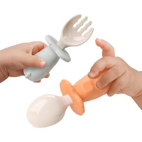 Bololo Forks and Spoons,Baby and Toddler Self-Feeding Utensils Led Weaning, Silicone and PPSU BPA Free Dishwasher Safe in Kuwait