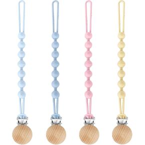 4 قطع من مشابك اللهاية، مشبك لهاية من السيليكون للأولاد والبنات، مشبك حامل لهاية مرن من قطعة واحدة مع مشابك خشبية، لحفلة استقبال المولود الجديد وهدية عيد ميلاد in Kuwait