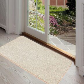 ITSOFT Dirt Trapper Indoor Door Mat & Entrance Rug for Wet Muddy Shoes and Pet Paws, Non-Slip Machine Washable, Shoe Scraper, Absorbent Welcome Dog Mat for Front Door, Entry Way (30x18, Beige) in Kuwait