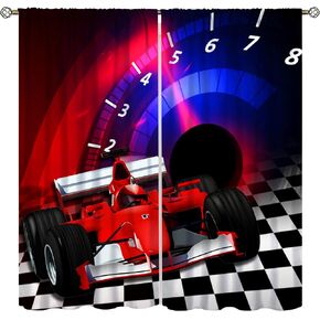 Racing Car Kids Curtains, Boys Construction Vehicles Window Treatments for Boys Bedroom,Red Racing Flag Drapes 2 Panel Sets,42x45 Inch in Kuwait