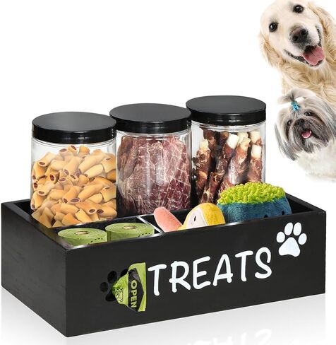 SOWA Dog Treat Container，Dog Food Storage Container for Dog and Cat,Cat Food Container for Pet Treat Container，Dog Snacks Treat for Dog Food Storage Dog Treat Jar for Kitchen Counter with 3 Lids in Kuwait