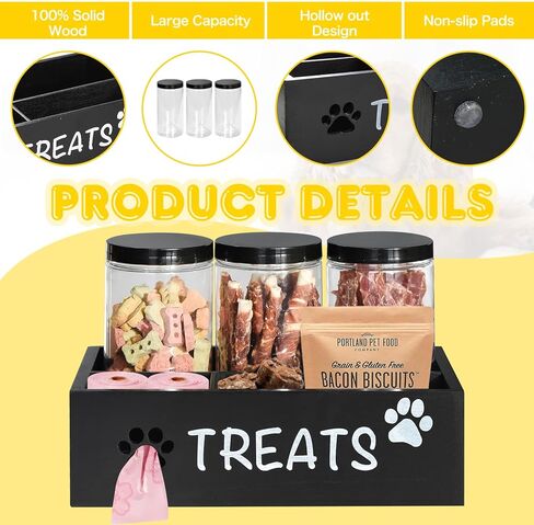 SOWA Dog Treat Container，Dog Food Storage Container for Dog and Cat,Cat Food Container for Pet Treat Container，Dog Snacks Treat for Dog Food Storage Dog Treat Jar for Kitchen Counter with 3 Lids in Kuwait