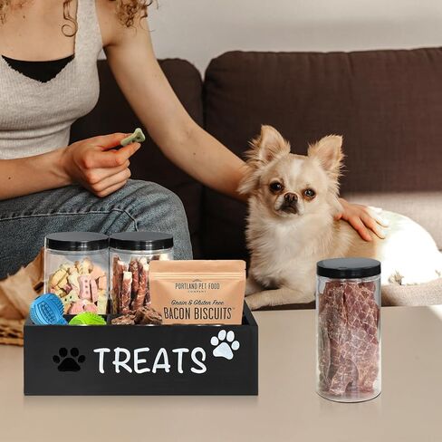 SOWA Dog Treat Container，Dog Food Storage Container for Dog and Cat,Cat Food Container for Pet Treat Container，Dog Snacks Treat for Dog Food Storage Dog Treat Jar for Kitchen Counter with 3 Lids in Kuwait