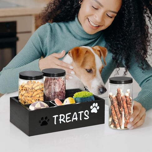 SOWA Dog Treat Container，Dog Food Storage Container for Dog and Cat,Cat Food Container for Pet Treat Container，Dog Snacks Treat for Dog Food Storage Dog Treat Jar for Kitchen Counter with 3 Lids in Kuwait