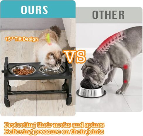 Elevated Dog Bowls for Small Dogs and Cats, 4 Height (3.3"-6.9") Adjustable Raised Dog Bowl, with 2 Stainless Steel Dog Bowls (14oz), Non-Slip Stand, for Small Medium Large Dogs and Pets in Kuwait