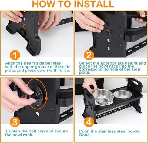 Elevated Dog Bowls for Small Dogs and Cats, 4 Height (3.3"-6.9") Adjustable Raised Dog Bowl, with 2 Stainless Steel Dog Bowls (14oz), Non-Slip Stand, for Small Medium Large Dogs and Pets in Kuwait