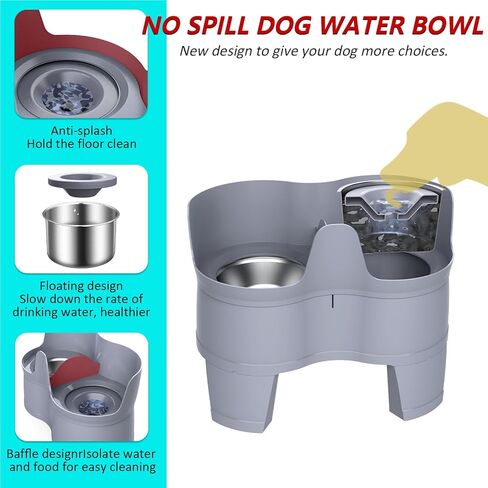 أوعية الكلاب المرتفعة من فيت هوم، أوعية مياه مانعة للتسرب للكلاب، وعاء للكلاب مرتفع بارتفاع قابل للتعديل مع أوعية طعام من الفولاذ المقاوم للصدأ وأوعية مياه، وحدة تغذية للحيوانات الأليفة مقاومة للفوضى، والقطط والحيوانات الأليفة in Kuwait