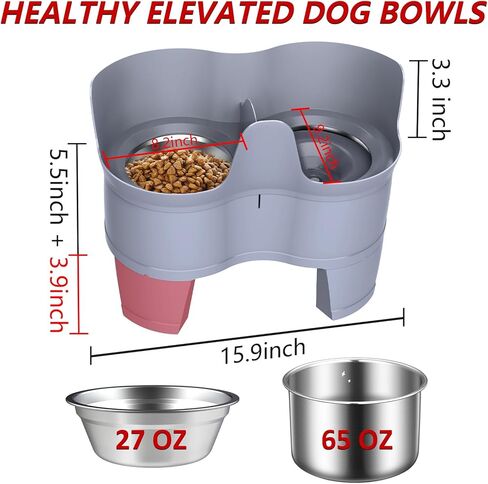 أوعية الكلاب المرتفعة من فيت هوم، أوعية مياه مانعة للتسرب للكلاب، وعاء للكلاب مرتفع بارتفاع قابل للتعديل مع أوعية طعام من الفولاذ المقاوم للصدأ وأوعية مياه، وحدة تغذية للحيوانات الأليفة مقاومة للفوضى، والقطط والحيوانات الأليفة in Kuwait
