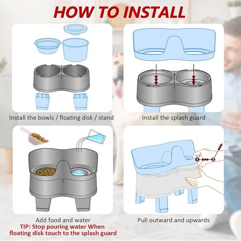 أوعية الكلاب المرتفعة من فيت هوم، أوعية مياه مانعة للتسرب للكلاب، وعاء للكلاب مرتفع بارتفاع قابل للتعديل مع أوعية طعام من الفولاذ المقاوم للصدأ وأوعية مياه، وحدة تغذية للحيوانات الأليفة مقاومة للفوضى، والقطط والحيوانات الأليفة in Kuwait